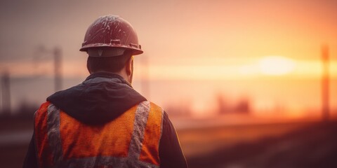 Construction Worker Admiring Sunset