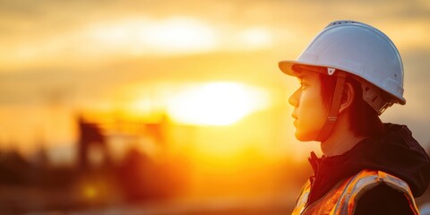 Construction Worker Gazing at Sunset