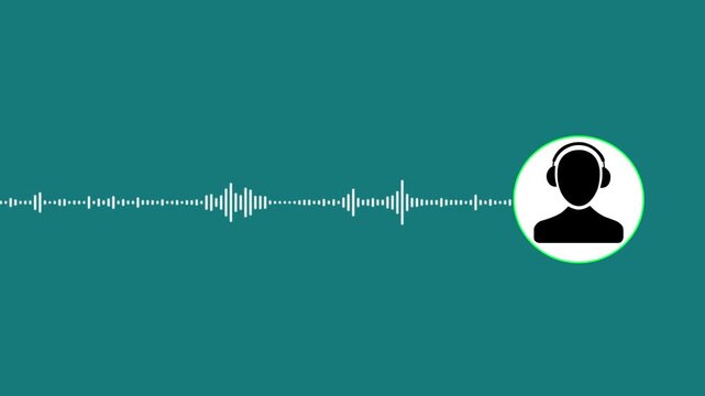 Abstract circular animation of colorful sound wave circle equalizer. wave form Audio, spectrum voice, Isolated on transparent background., Virtual male character interview voice animation. 