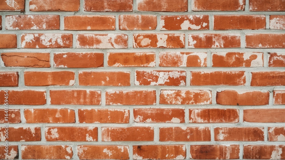 Poster antique red brick wall displaying salt residue. vector background texture emphasizing nature and con