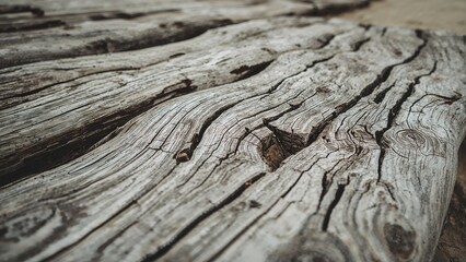 Obraz premium Abstract natural wood pattern on beach sand captured in a detailed close-up