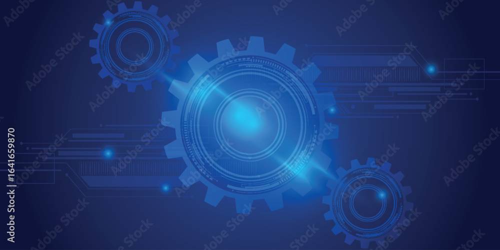 Poster abstract background of modern technology with the concept of gear mechanism and circuit board. vecto