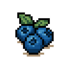 Obraz premium Blueberry Pixel Art Icon - 8-Bit Blue Berry Game Asset