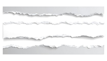 Ripped paper strips on a light gray background