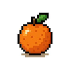 Fototapeta premium Orange Mango Pixel Art Icon - 8-Bit Retro Fruit Vector Asset