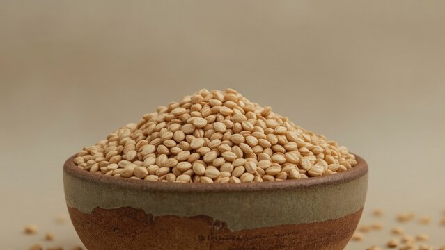 Bowl filled with buckwheat grains emphasizing healthy diet and natural food