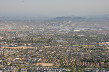 Wide Aerial View of Phoenix Arizona with Air Pollution Haze from Dobbins Lookout