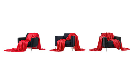 chair with red blanket on transparent background png