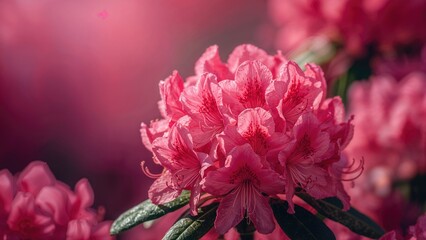 Obraz premium Spring garden filled with multicolored azalea blooms, close-up with soft background.