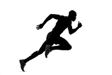 Fototapeta premium Silhouette of a sprinter in motion against a white background