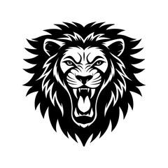 wild roaring lion king head tattoo set front silhouette