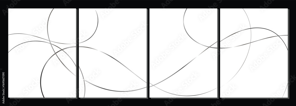 Poster abstract gray wave background design collection – elegant flowing line patterns and interwoven curve