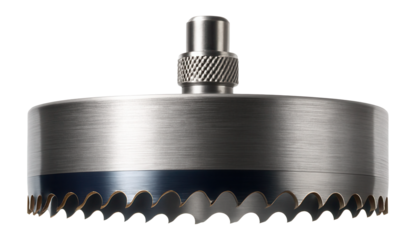 Cobalt steel hole saw with a thin kerf design for efficient cutting in stainless steel sheets.