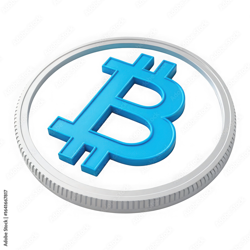 Poster illustration of a bitcoin coin representing digital currency and the future of decentralized financi