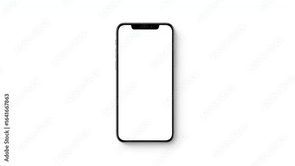 Poster blank screen mobile phone mockup set against white isolated background with clipping path, emphasizi