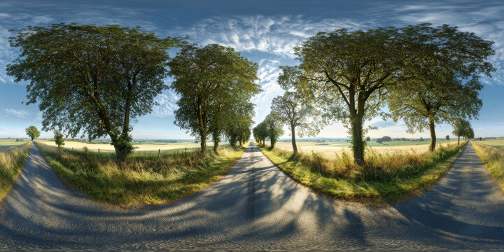 HDRI road in the morning