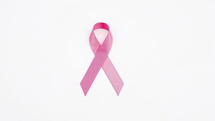 Medical pink ribbon with stethoscope symbolizing breast cancer support, isolated on white