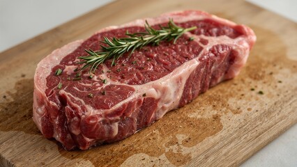 Juicy T-bone steak infused with rosemary herbs