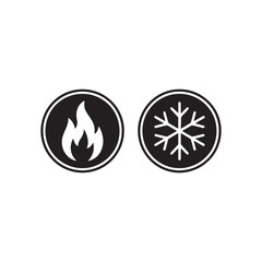 Fire and Snowflake Icons Vector for Hot and Cold Temperature