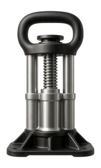 Portable screw jack with an integrated carrying handle for mobile service units.