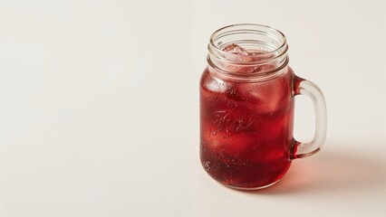 Healthy cranberry beverage in a clear container against a pale backdrop