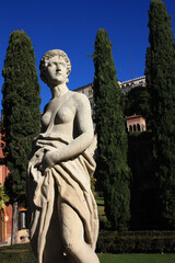 Female Statue in the Giardino Giusti, a Renaissance Garden in Verona, Italy

