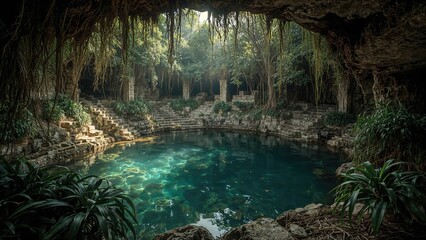 Fototapeta premium Historic cenote located in a renowned heritage location