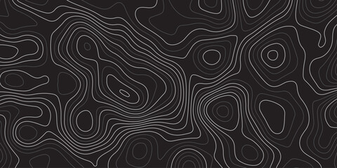 Abstract dark topographic contour map background with smooth flowing lines and modern minimal design. Elegant black pattern ideal for wallpapers, presentations, and graphic design projects.