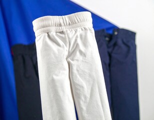 white jeans isolated on blue 