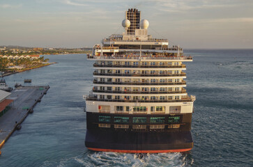 Modern luxury cruiseship cruise ship liner Koningsdam, Nieuw Statendam or Rotterdam in port of...