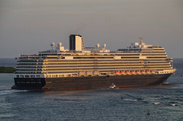 Modern luxury cruiseship cruise ship liner Koningsdam, Nieuw Statendam or Rotterdam in port of...