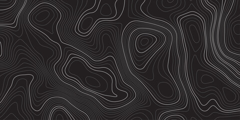 Abstract dark topographic contour map background with smooth flowing lines and modern minimal design. Elegant black pattern ideal for wallpapers, presentations, and graphic design projects.