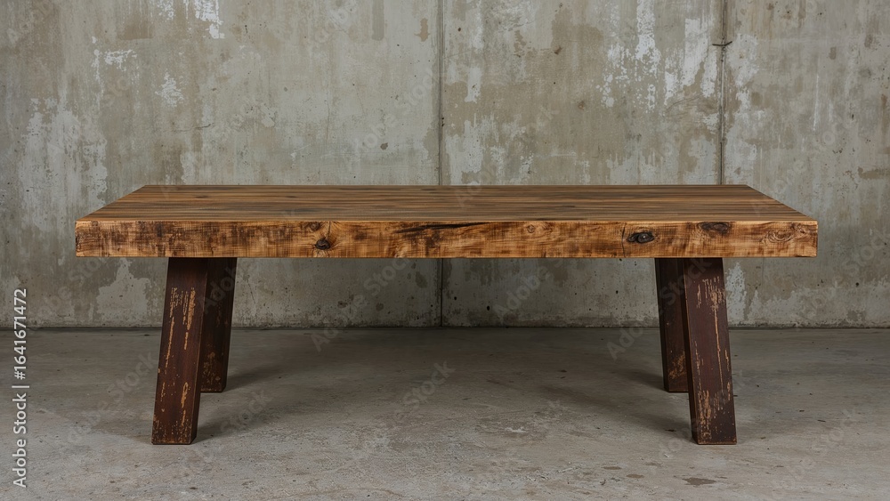 Aufkleber table display mockup set against a textured rough wall with clipping path