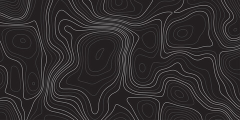 Abstract dark topographic contour map background with smooth flowing lines and modern minimal design. Elegant black pattern ideal for wallpapers, presentations, and graphic design projects.