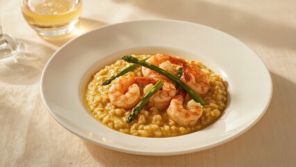 Delicious Arborio Rice with Shrimp and Fresh Asparagus
