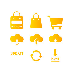 App Store Shopping Cart and Cloud Update Icons.