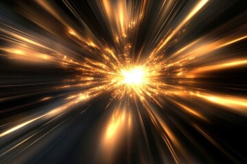 Gold light beams creating dark lines and stars in abstract background. background
