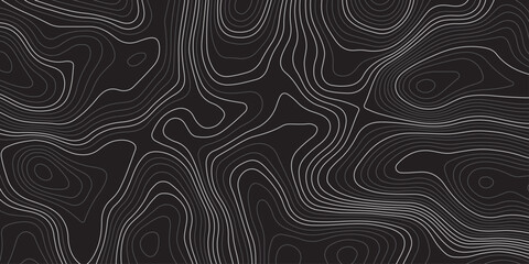 Abstract dark topographic contour map background with smooth flowing lines and modern minimal design. Elegant black pattern ideal for wallpapers, presentations, and graphic design projects.