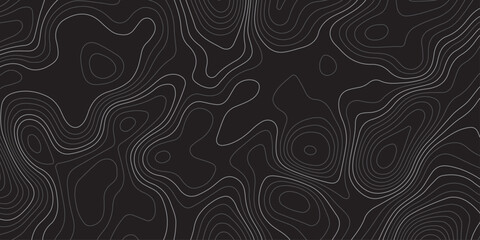 Abstract dark topographic contour map background with smooth flowing lines and modern minimal design. Elegant black pattern ideal for wallpapers, presentations, and graphic design projects.