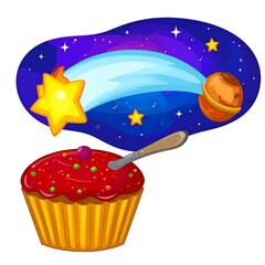 A cupcake in outer space