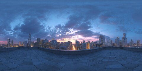 HDRI city at sunset