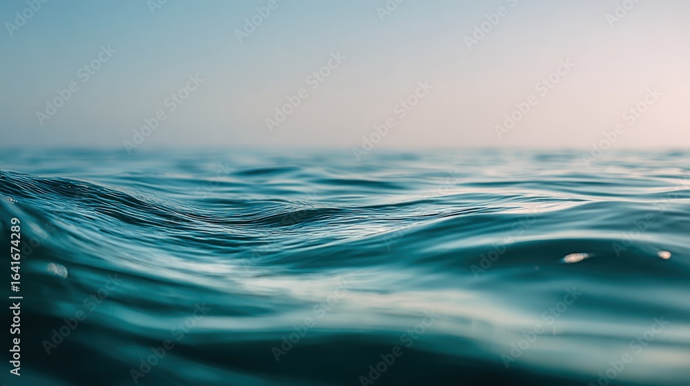 Poster Calming Ocean Surface Reflecting Soft Light, Capturing Tranquility and Serenity in Aquatic Environment