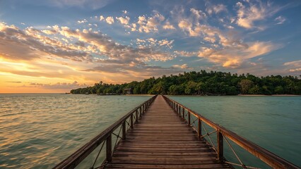 Fototapeta premium Historic waterfront structure with a stunning sunset backdrop.