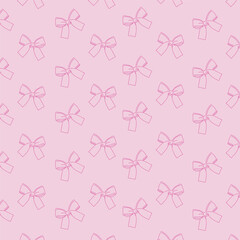 Pink bow seamless pattern in flat style cute trendy design