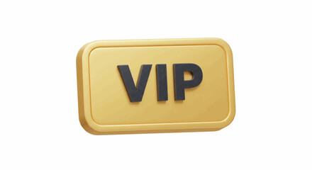 3D vector icon of a VIP badge, plain white background