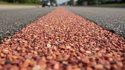 Pressed crumb rubber tiles with shallow depth of field