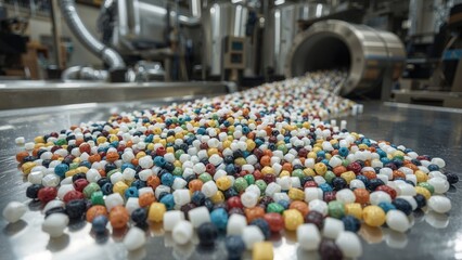 Obraz premium Polymer Beads for Plastic Production at an Industrial Plant