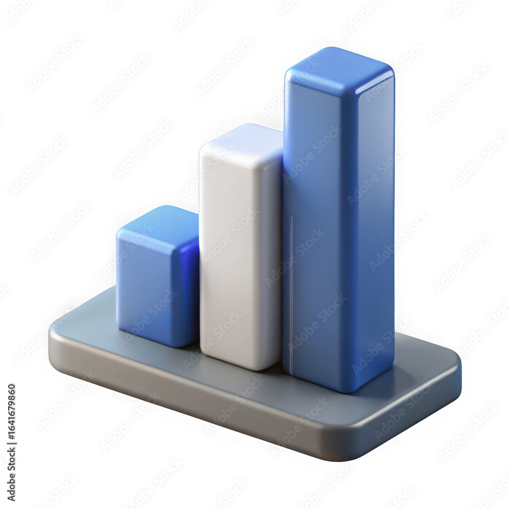 Aufkleber 3d illustration of isometric 3d bar chart showing business growth and financial statistics for marke