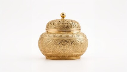 White Background Featuring an Oriental Metal Storage Container