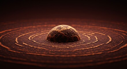  Abstract Organic Dome with Ripples on a Dark Brown Surface